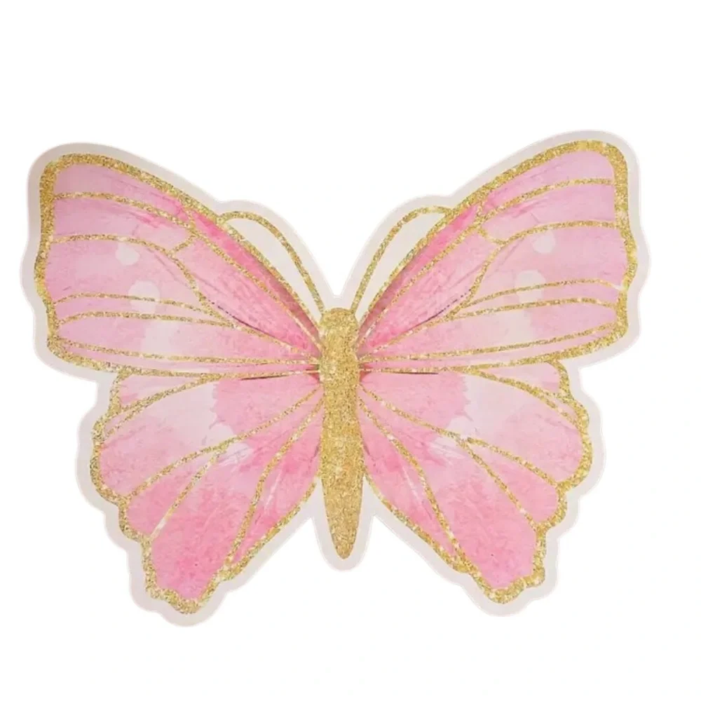 Pink and Gold Butterfly Shaped Disposable Placemats, 12 ct